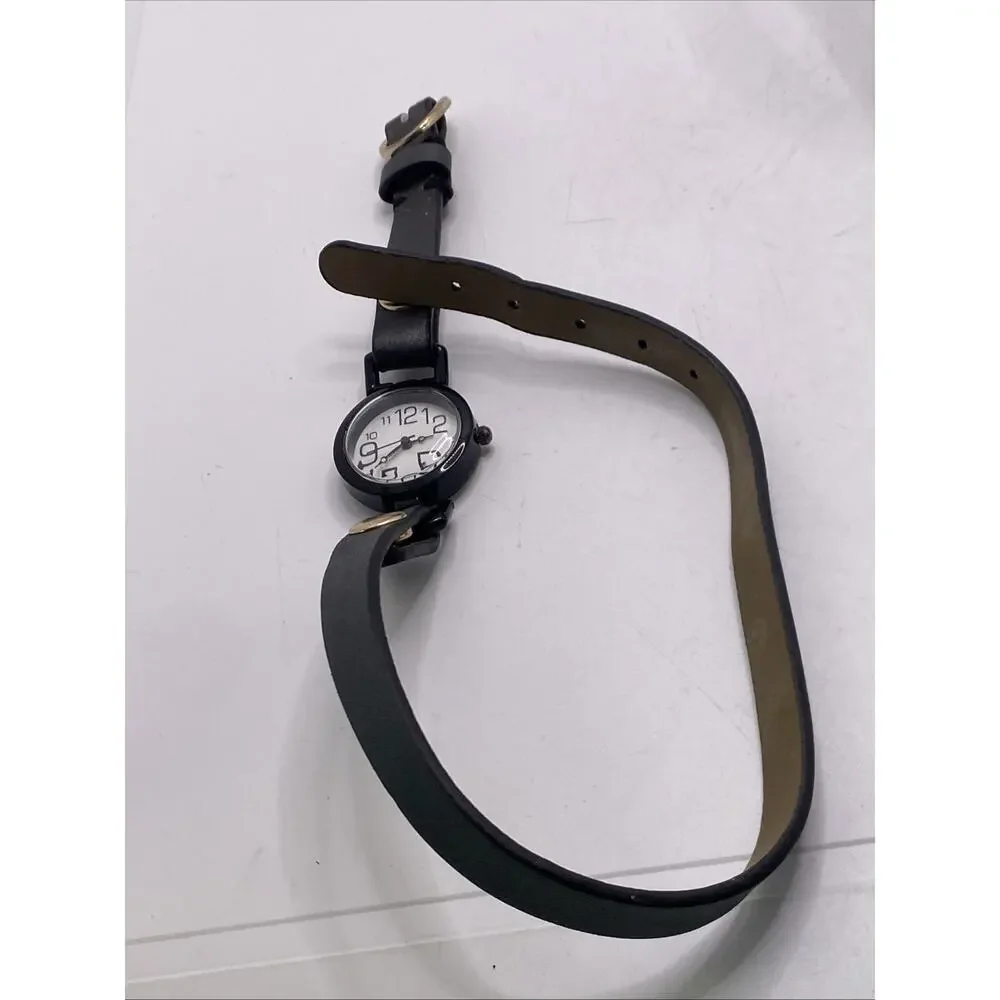 Womens Black Leather Long Wristwrap Watch New Battery